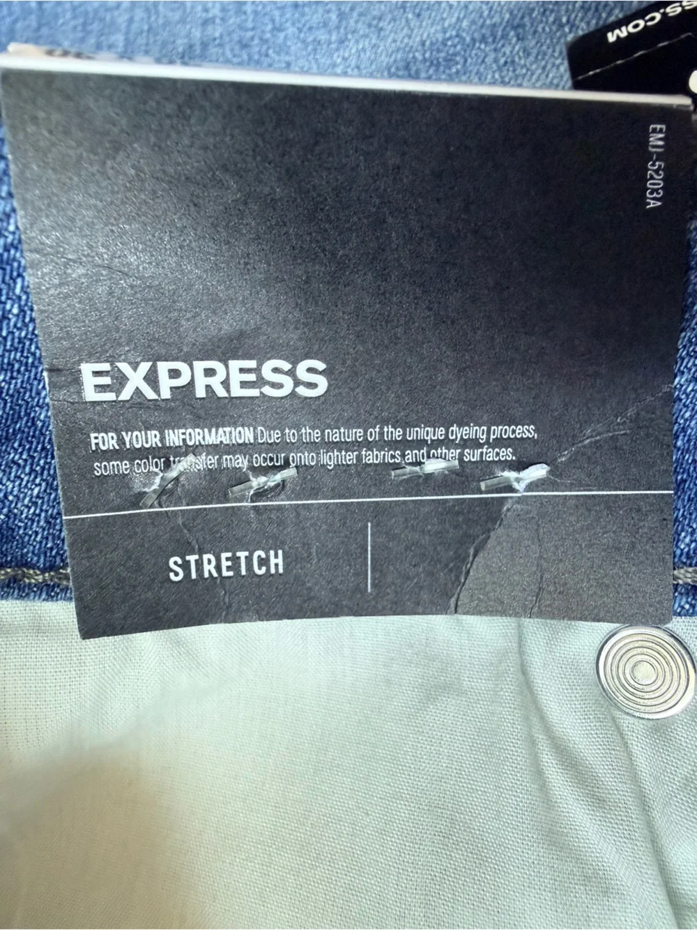 NWT Express Mens Stretch Skinny Jeans Size 36/30 (37 X 28) Distressed New